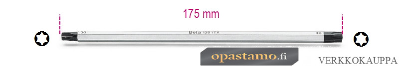 Beta 1281TX/4 käännettävä ruuvitaltta 1/4" talttakahvoihin, kannalle TORX®. Koko T20-T25