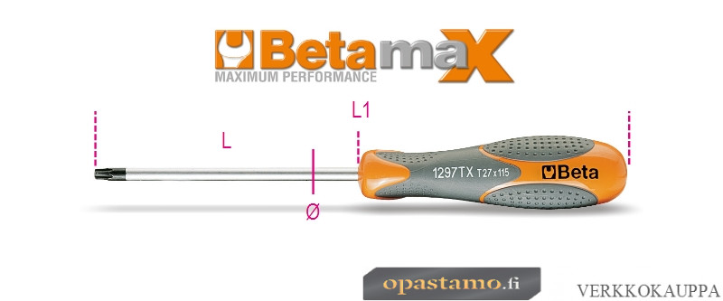 Beta 1297TX 10 ruuvitaltta kannalle Torx®, koko T10