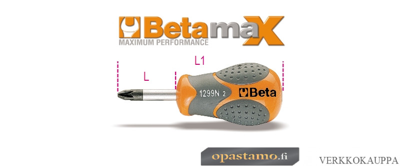 BETA 1299N/PZ 1 ruuvitaltta BetaMax, Extra-lyhyt, kannoille Pozidriv®-Supadriv®, koko PZ 1