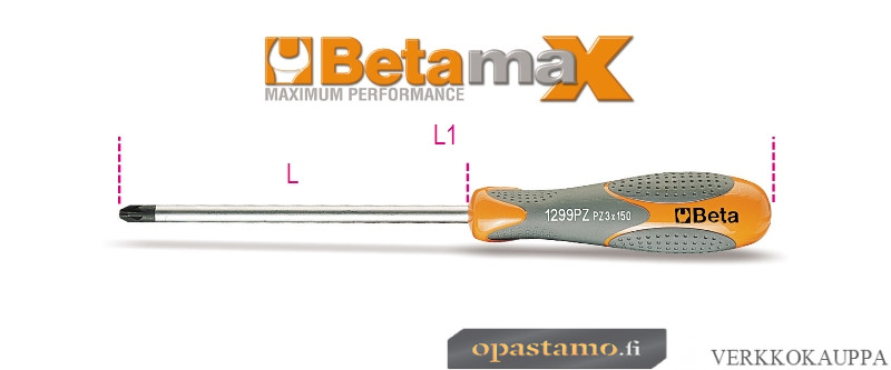 BETA 1299PZ 4 ruuvitaltta BetaMax, kannoille Pozidriv®-Supadriv®, koko PZ 4
