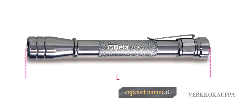 BETA 1835/2 kynävalaisin, anodisoidusta alumiinista valmistettu LED-taskulamppu. Pituus 145mm, 2 kpl AAA