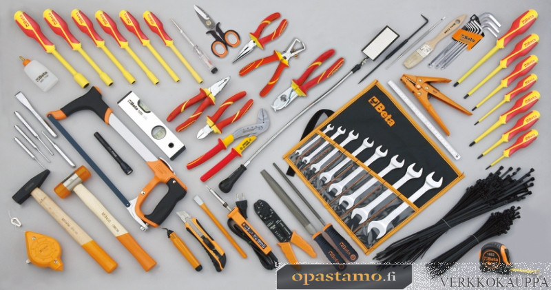 BETA 5980ET/B työkalulajitelma 64-osaa mukana suojaeristettyjä työkaluja 1000V ja nippusiteitä
