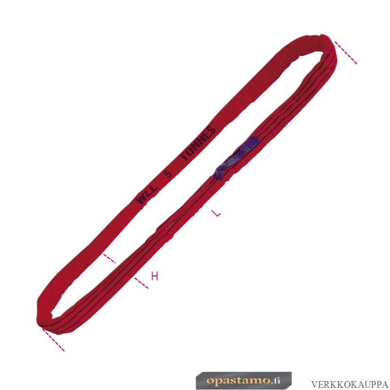 BETA 8178 1,5-T5 umpinostovyö 5T, värikoodattu punainen, erittäin luja polyesteri (PES) WLL ton 5, pituus 1,5m