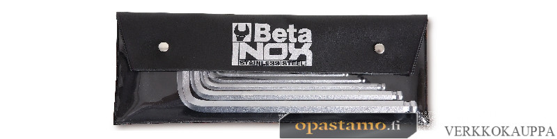 Beta 96BPINOX-AS/B8 pallopää kuusiokoloavaimet taskussa, 8 kpl, koot 5/64-3/32-1/8-5/32 3/16-7/32-1/4-5/16 ruostumaton teräs RST TUUMAKOKOISET