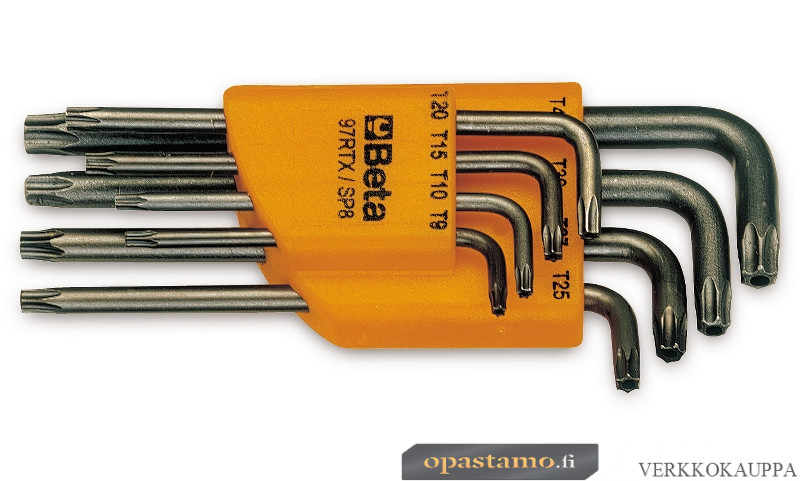 BETA 97RTX/SC8 koloavainsarja kannnoille Torx® Tamper, joissa turvatappi RTX, pitimessä