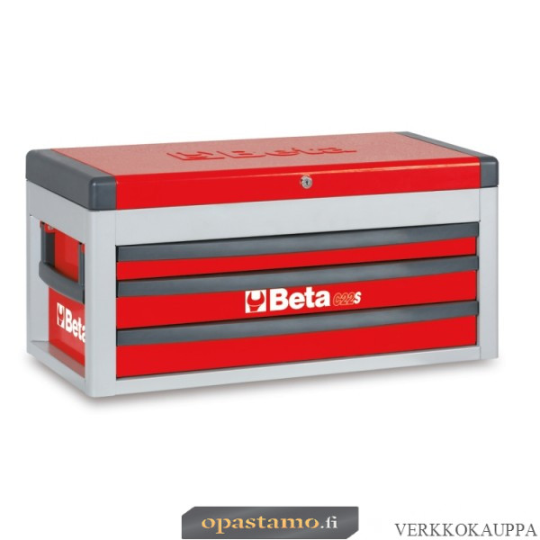 BETA C22S-R siirreltävä työkaluarkku avattavalla kannella ja 3:lla laatikolla, punainen