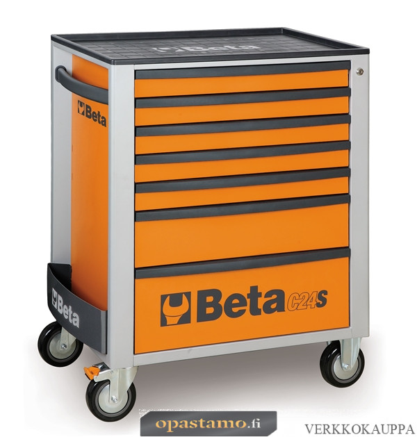 BETA C24S/7-O liikuteltava työkaluvaunu 7:llä laatikolla, oranssi