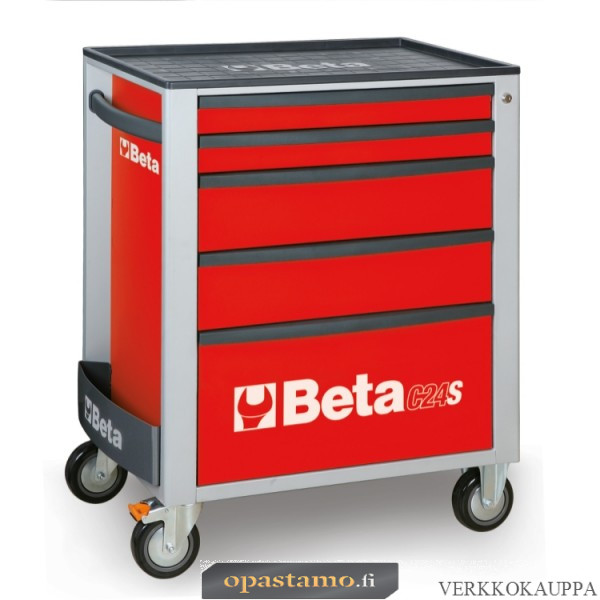 BETA C24S/5-R liikuteltava työkaluvaunu 5:llä laatikolla, punainen
