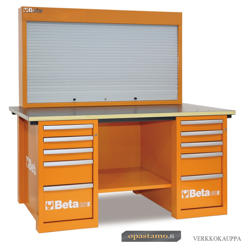 BETA C57S/B-O MASTERCARGO työpöytä 1700x900mm kahdella laatikostolla ja rulokaapilla. Oranssi
