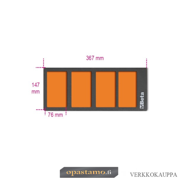 BETA VPM3 foam paneeli pientarvikkeille ja työkaluille, osastoitu 4:ään osaan, 147x367mm 