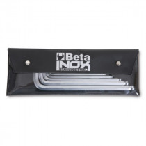 Beta 96BPINOX/B9 avainsarja, kuusiokolot taskussa, 9-avainta, koot 2-2,5-3-4-5 6-7-8-10 mm ruostumaton teräs RST