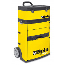 BETA C41H-Y kaksimoduulinen trolli työkaluvaunu kolmella vetolaatikolla, intekroidulla järjestelijällä ja irotettavalla ylä pakilla, metallia, lukittavissa, keltainen RAL 1023