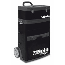 BETA C41H-N kaksimoduulinen trolli työkaluvaunu kolmella vetolaatikolla, intekroidulla järjestelijällä ja irotettavalla ylä pakilla, metallia, lukittavissa, musta RAL 9005