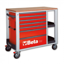 BETA C24SL-R liikuteltava työkaluvaunu 7:llä laatikolla ja sivutasoilla, punainen