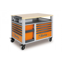 BETA C28-O SUPERTANK, liikuteltava työkaluvaunu työtasolla ja 10:llä laatikolla, oranssi