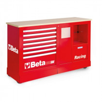 BETA C39SM-R liikuteltava työkaluvaunu paperirullatelineellä ja roskakorilla, punainen