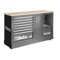 BETA C39SM-G liikuteltava työkaluvaunu paperirullatelineellä ja roskakorilla, harmaa