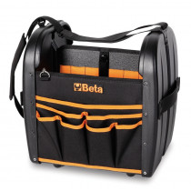 BETA C4 Työkalupakki, valmistettu teknisestä kankaasta. Paljon taskuja sisä ja ulkopuolella, olkahihna, säänkestävä kumipohja, 360x330x260mm. Tyhjä
