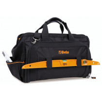 BETA C9 työkalulaukku, valmistettu teknisestä kankaasta. Kova tuplapohja. Olkahihna, jossa tasku henkilökohtaisille tavaroille. Vetoketjullinen sivutasku, mitat 550x280x320mm, tyhjä