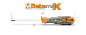 BETA 1298RTX 09 ruuvitaltta BetaMax, kannoille Torx® Tamper, joissa turvatappi RTX, koko T9