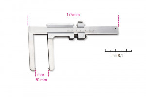 BETA 1650FD työntömitta jarrulevyjen mittaamiseen. Lukemat 0,1mm. Max 60mm