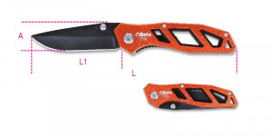 BETA 1778U Foldaway knife, hardened steel blade • in case.