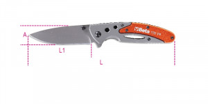 BETA 1778V18 Taitettava veitsi, alumiinikahva. Pitimessä. Pituus avattuna 195mm
