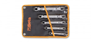 BETA 187/B5 avolenkkiavainsarja nivelillä, sarjassa 5-avainta 8x9-10x11-12x13 14x15-16x17 mm