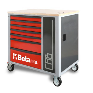 BETA C24SL-CAB/R liikuteltava työkaluluvaunu 7:llä laatikolla ja sivukaapilla, punainen