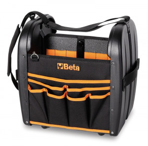 BETA C4 Työkalupakki, valmistettu teknisestä kankaasta. Paljon taskuja sisä ja ulkopuolella, olkahihna, säänkestävä kumipohja, 360x330x260mm. Tyhjä