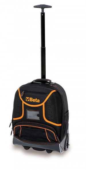 BETA C6T Työkalureppu pyörillä ja teleskooppikahvalla. Valmistettu teknisestä kankaasta. Paljon taskuja sisä- ja ulkopuolella, (myös läppärille), olkahihnat, säänkestävä kumipohja. Pehmustettu, tyhjä selkäpuoli